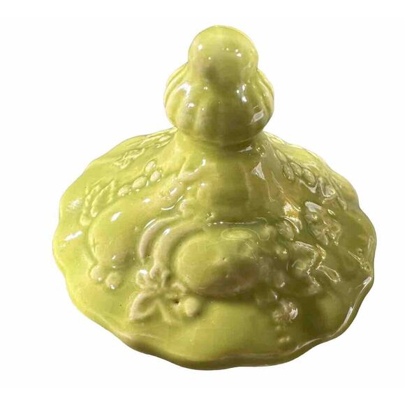 Vintage Lenox Ceramic Handcrafted Lidded Trinket Jar Green Japan 4” - Picture 9 of 14